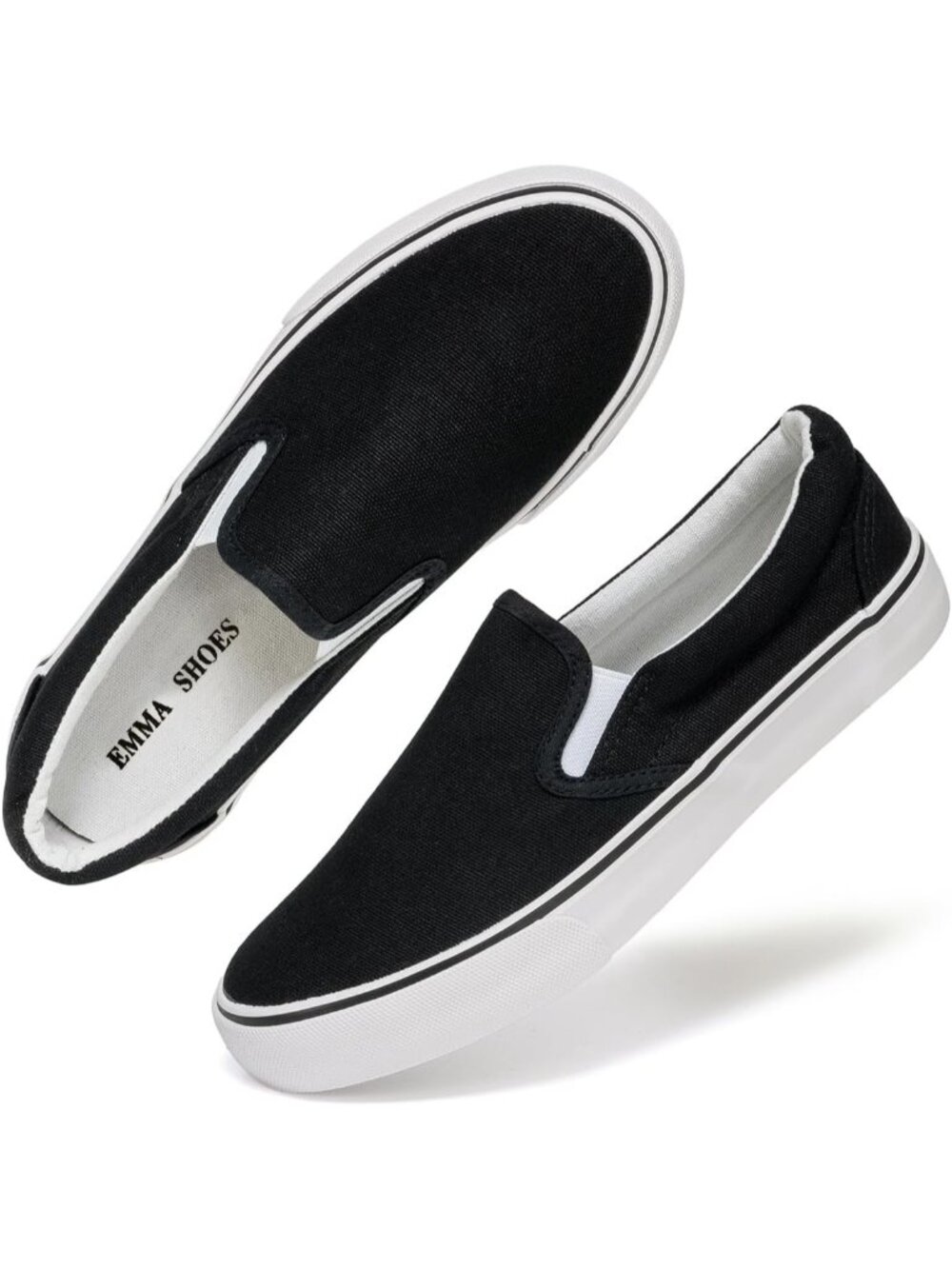 Women's Black Canvas Round Toe Slip On Flat Breathable Casual Sneaker
